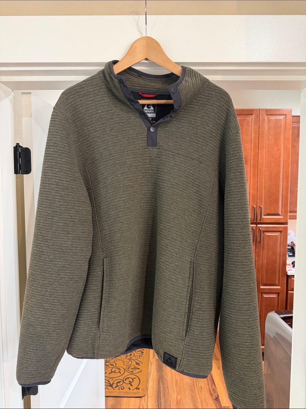 Gerry Weber Men's Olive Ribbed Quarter-Zip Pullover